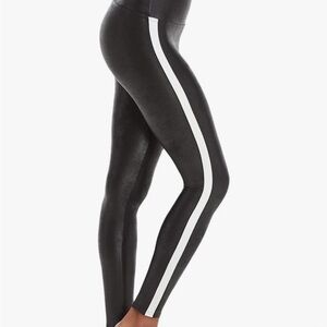SPANX Faux Leather Leggings for Women Tummy Control with Side Stripe